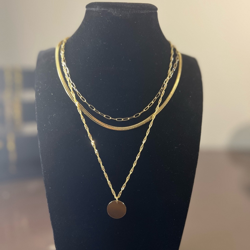 Gold plated stainless steel Layered Necklace for Women